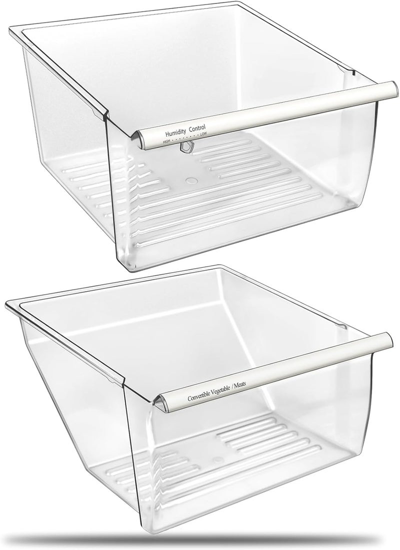 Alvar [2 Pack] Upgraded 2188656 Fridge Crisper Drawer UPPER Humidity Control Drawer & 2188664 Crisper Bin LOWER Refrigerator Drawer Replacement For Kenmore Whirlpool Fridge Drawer Parts WRS325FDAM04 Drawer - Image 1